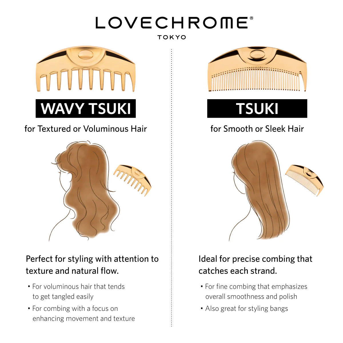 LOVECHROME K24GP WAVY TSUKI GOLD COMB CASE CHARM SET — Limited Edition