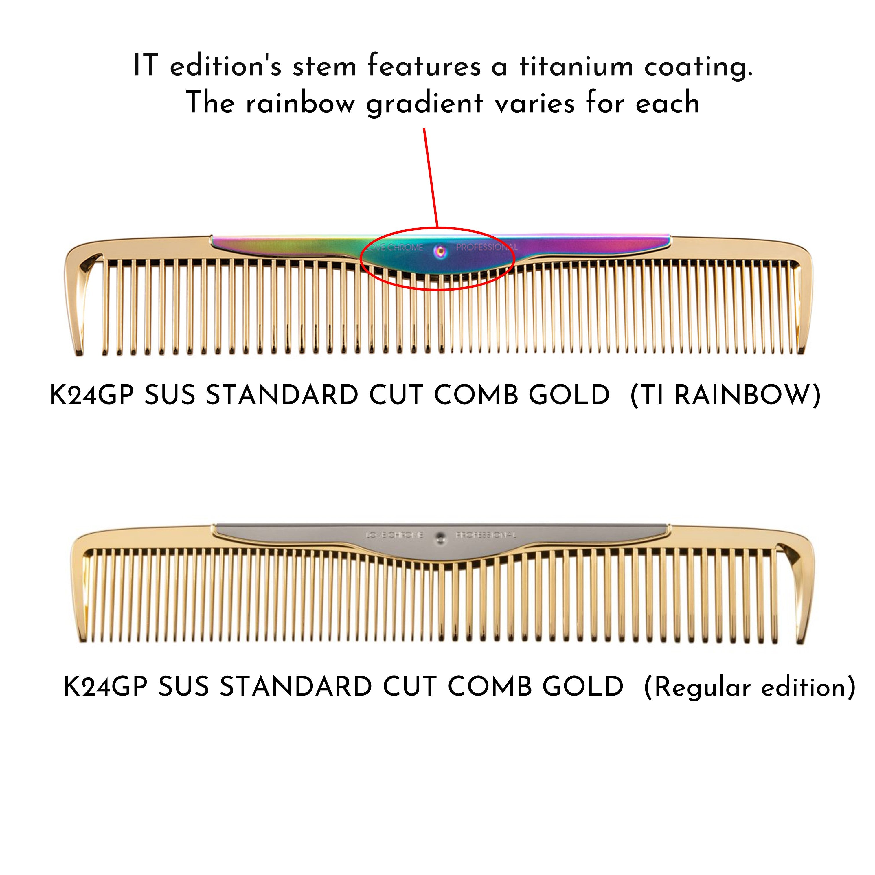 Love Chrome K24gp Sus Standard Cut Comb Gold