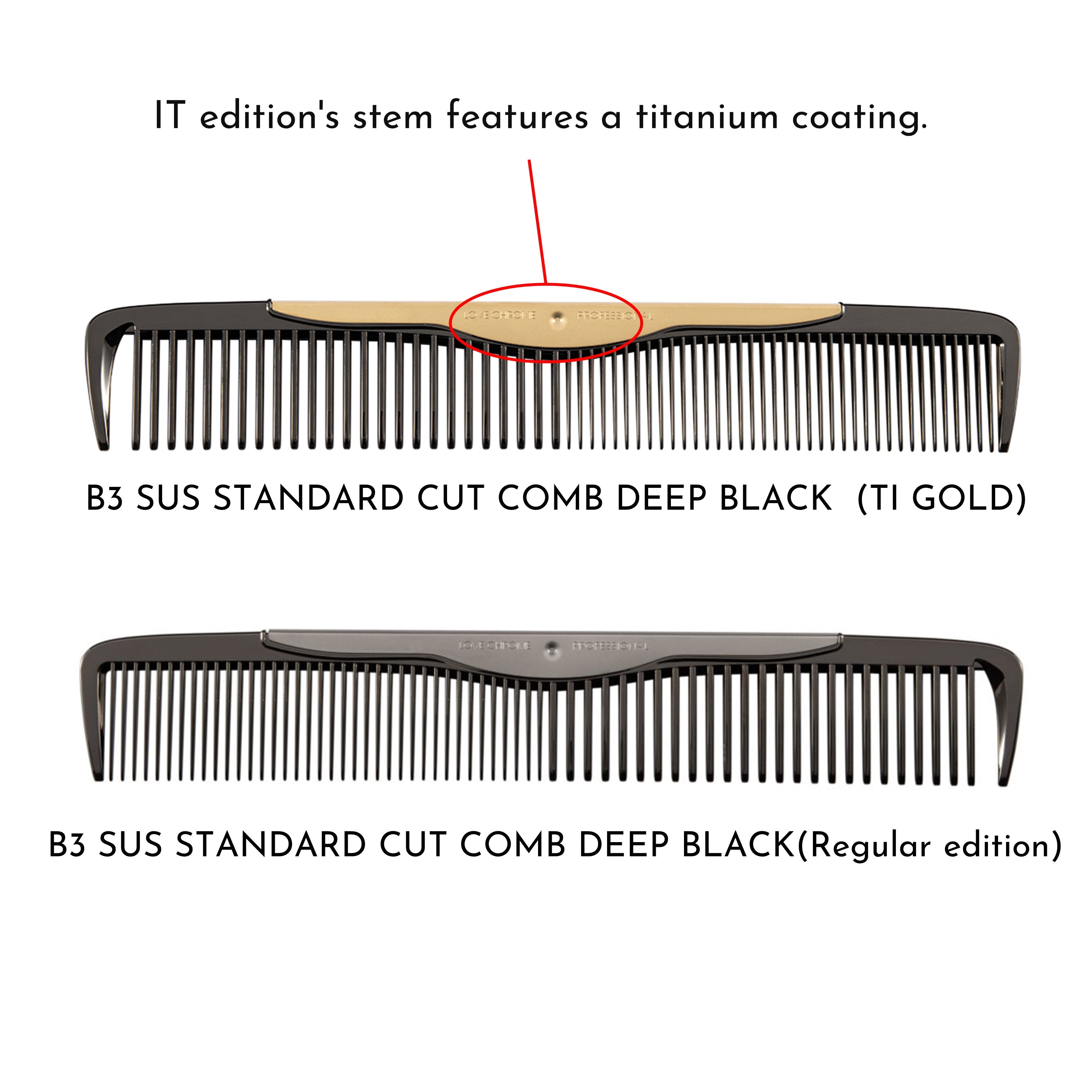 Love Chrome Professional B3 Sus Standard Cut Comb Spare Blade Deep Black