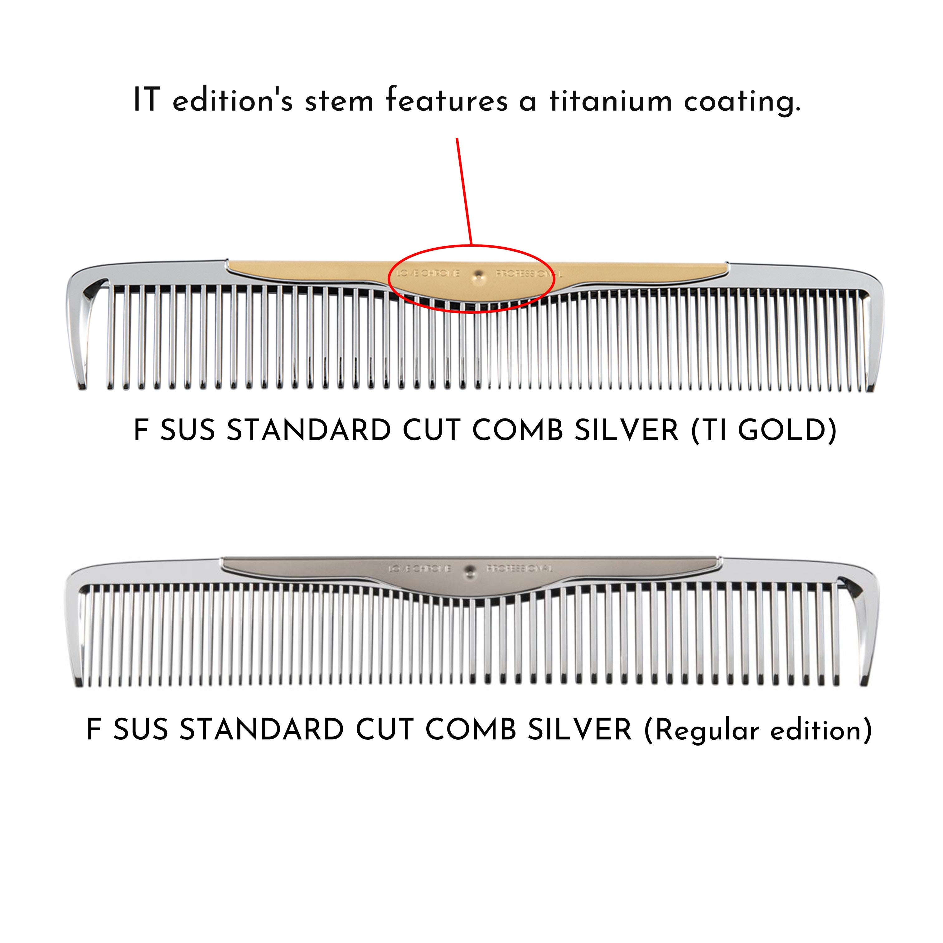 Love Chrome Professional F Sus Standard Cut Comb Silver